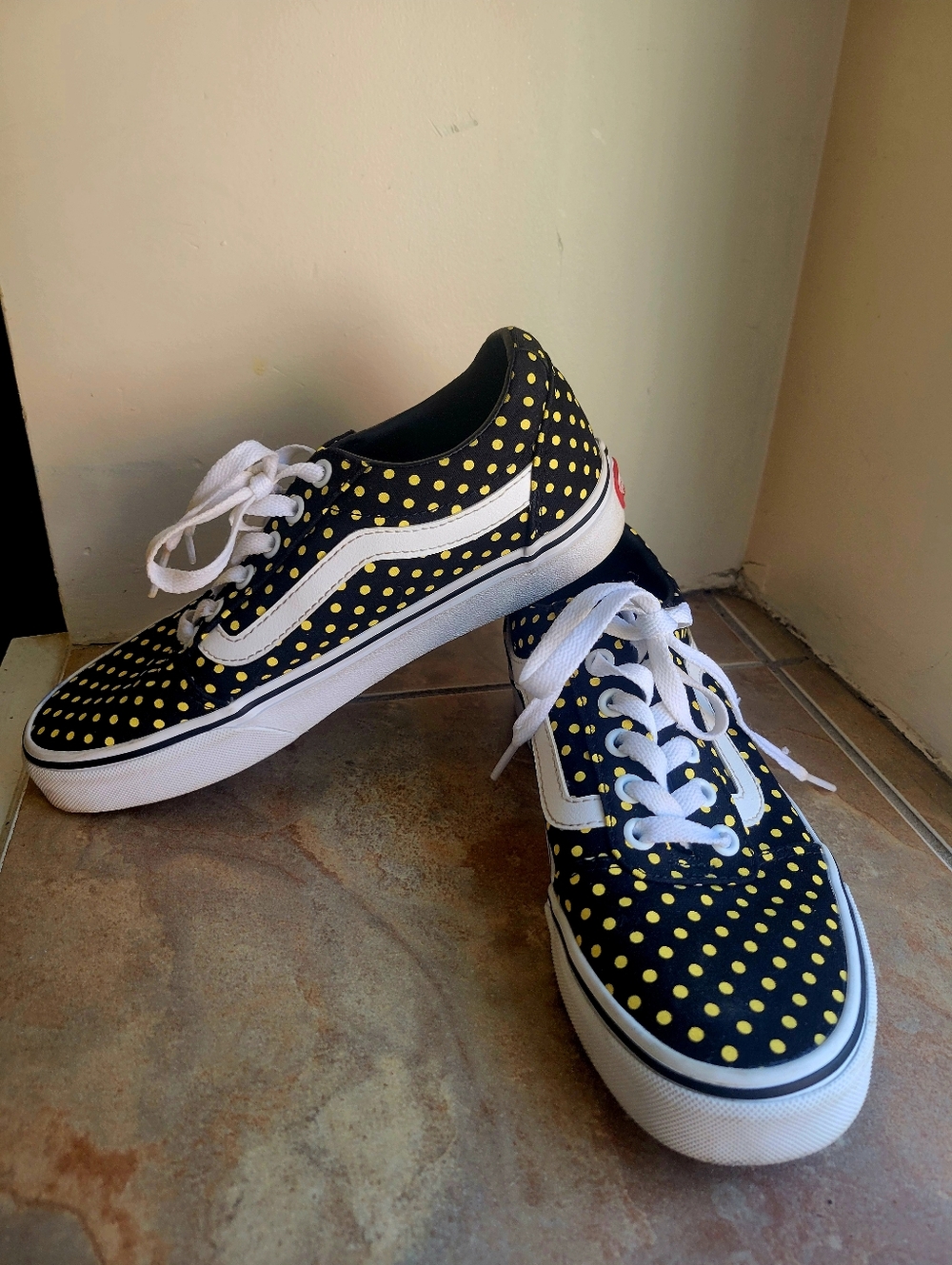 2/$50  Black Van's with Yellow Polka Dots